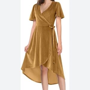 Lulas Mustard yellow Velvet Wrap Dress size small